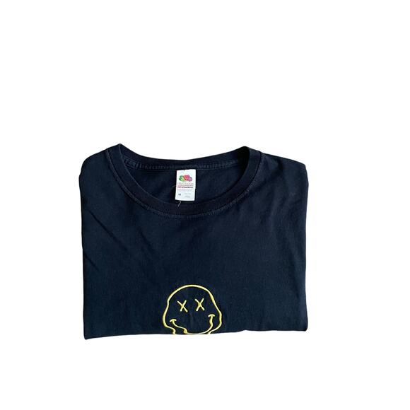 Men's MELTING HAPPY FACE T-Shirt Black Cotton Crew Neck Size Medium - Picture 14 of 14